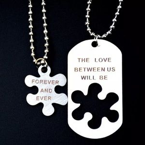 Loving couple necklaces. Includes two